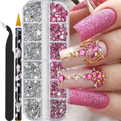 Pearl Rhinestones for Nails – 12 Grids Flatback Beads