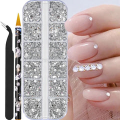 Pearl Rhinestones for Nails – 12 Grids Flatback Beads