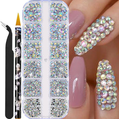 Pearl Rhinestones for Nails – 12 Grids Flatback Beads