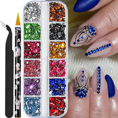 Pearl Rhinestones for Nails – 12 Grids Flatback Beads