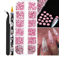 Pearl Rhinestones for Nails – 12 Grids Flatback Beads