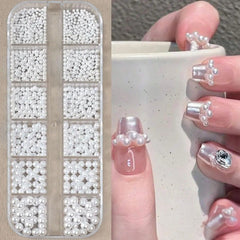 Pearl Rhinestones for Nails – 12 Grids Flatback Beads