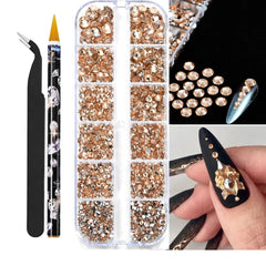 Pearl Rhinestones for Nails – 12 Grids Flatback Beads
