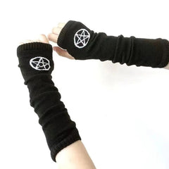 Gothic Cross Arm Warmers – Streetwear Fingerless Sleeves