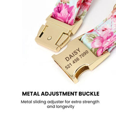 Personalized Floral Pet Collar with Metal Nameplate