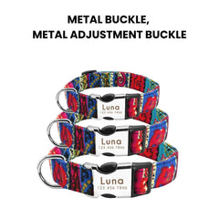 Personalized Floral Pet Collar with Metal Nameplate