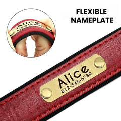 Personalized Leather Dog Collar with Brass Nameplate