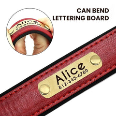 Personalized Leather Dog Collar with Nameplate
