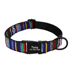 Personalized Floral Pet Collar with Metal Nameplate