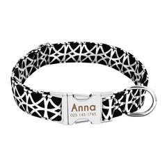 Personalized Floral Pet Collar with Metal Nameplate
