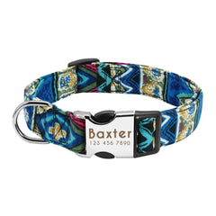 Personalized Floral Pet Collar with Metal Nameplate