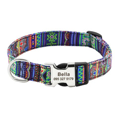 Personalized Floral Pet Collar with Metal Nameplate
