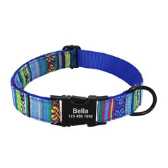 Personalized Floral Pet Collar with Metal Nameplate