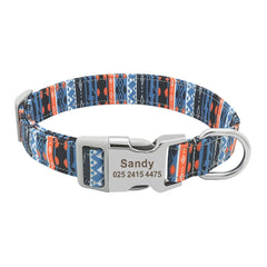 Personalized Floral Pet Collar with Metal Nameplate