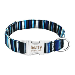 Personalized Floral Pet Collar with Metal Nameplate