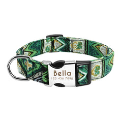 Personalized Floral Pet Collar with Metal Nameplate