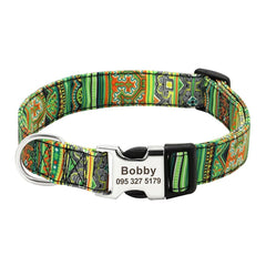 Personalized Floral Pet Collar with Metal Nameplate