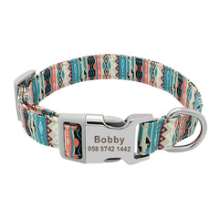 Personalized Floral Pet Collar with Metal Nameplate