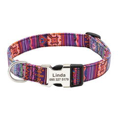 Personalized Floral Pet Collar with Metal Nameplate