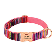 Personalized Floral Pet Collar with Metal Nameplate