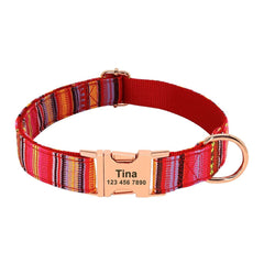 Personalized Floral Pet Collar with Metal Nameplate