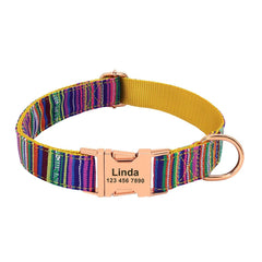 Personalized Floral Pet Collar with Metal Nameplate