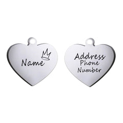 Personalized Heart Pet ID Tag — Engraved Stainless