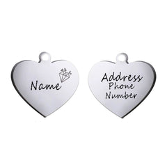 Personalized Heart Pet ID Tag — Engraved Stainless
