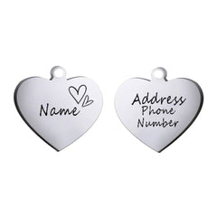 Personalized Heart Pet ID Tag — Engraved Stainless