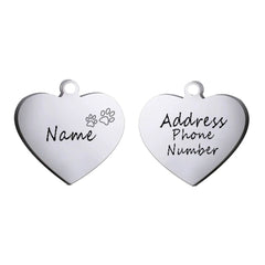 Personalized Heart Pet ID Tag — Engraved Stainless