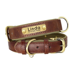 Personalized Leather Dog Collar with Brass Nameplate
