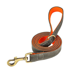 Personalized Leather Dog Collar with Brass Nameplate