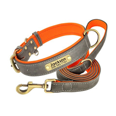 Personalized Leather Dog Collar with Brass Nameplate