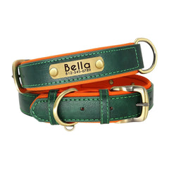 Personalized Leather Dog Collar with Brass Nameplate