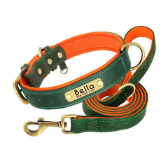 Personalized Leather Dog Collar with Brass Nameplate