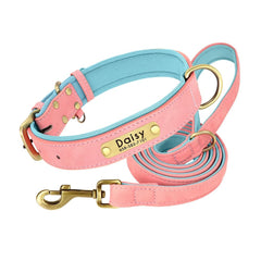 Personalized Leather Dog Collar with Brass Nameplate