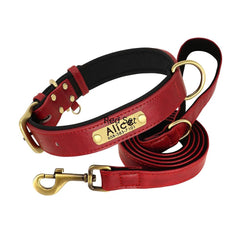 Personalized Leather Dog Collar with Brass Nameplate