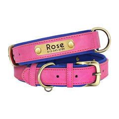 Personalized Leather Dog Collar with Brass Nameplate