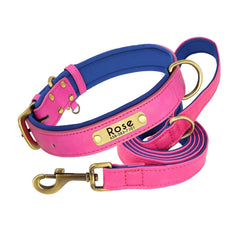 Personalized Leather Dog Collar with Brass Nameplate