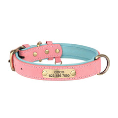 Personalized Leather Dog Collar with Engraved Plate