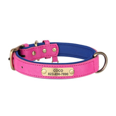 Personalized Leather Dog Collar with Engraved Plate