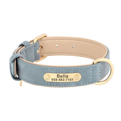 Personalized Leather Dog Collar with Engraved Plate