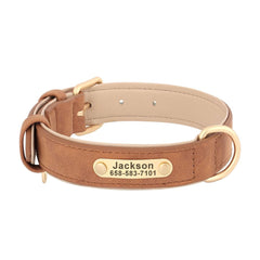 Personalized Leather Dog Collar with Engraved Plate