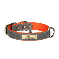 Personalized Leather Dog Collar with Engraved Plate