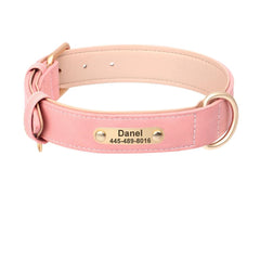 Personalized Leather Dog Collar with Engraved Plate