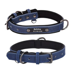 Personalized Leather Dog Collar with Nameplate