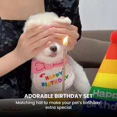 Pet Birthday Hat & Bandana Set — Small Dog & Cat Party