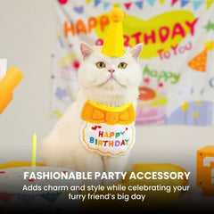 Pet Birthday Hat & Bandana Set — Small Dog & Cat Party