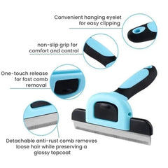 Pet De-Shedding Brush — Stainless Grooming Tool