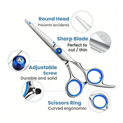 Pet Safe Grooming Scissors – Ambidextrous Round-Tip Stainless Steel Shears - features